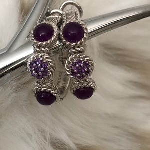 Judith Ripka  Amethyst hoop earrings